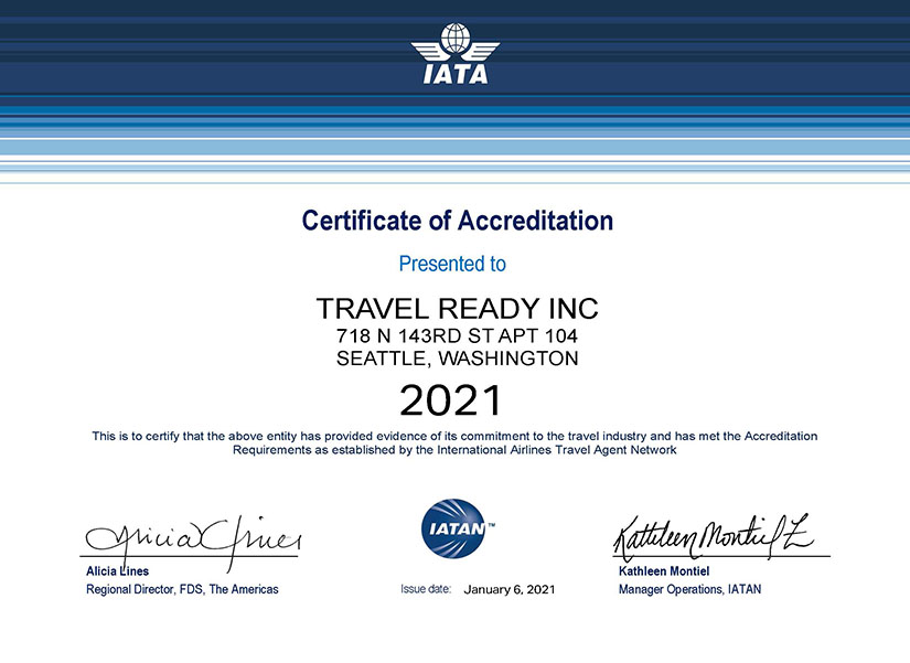 Travel Ready , Inc . IATAN [ Certified ]